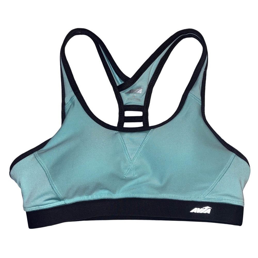 Avia Womens Blue Black Racerback Sports Bra, Size‎ Medium
